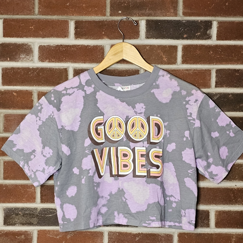 Self-E By Self Esteem: Good Vibes Acid Wash Crop Top -NWT!!